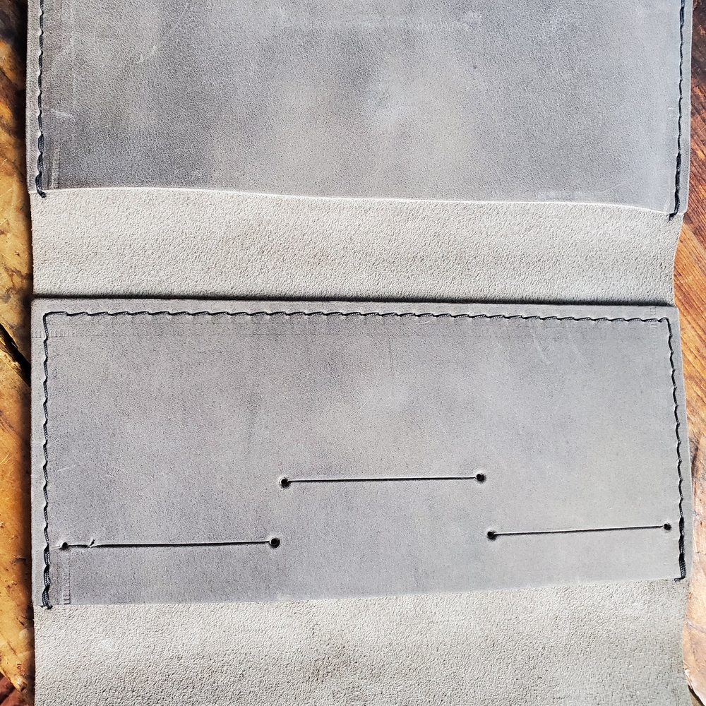 Gray Leather Wallet with Button Closure - Picture 7 of 11